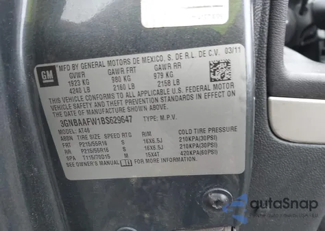 2011 Chevrolet Hhr Ls z USA, uszkodzony, nr VIN 3GNBAAFW1BS629647